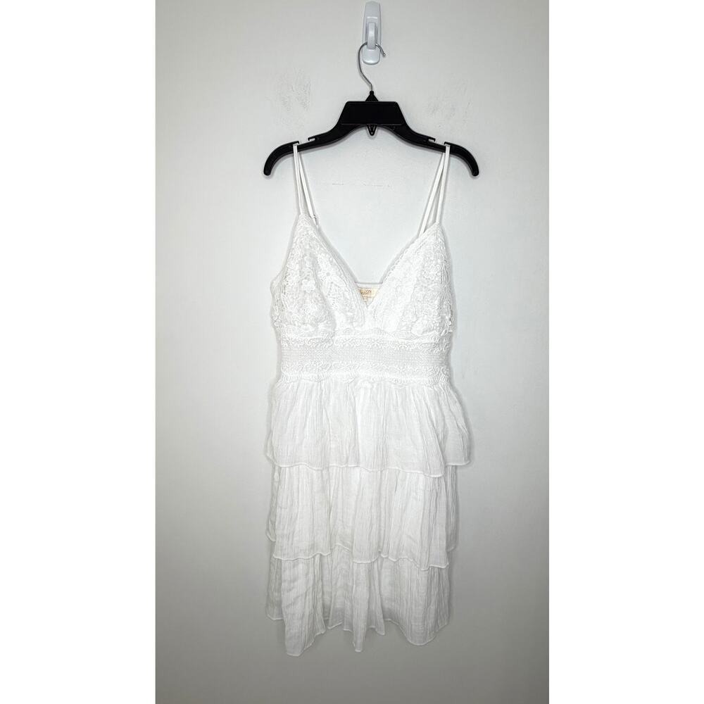 Rebellion Again Tiered Baby Doll Dress Womens Sz L Lace Bodice Coquette Sorority